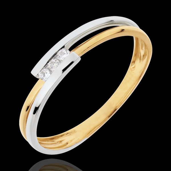 Anello Nido Prezioso - Adorazione - Oro bianco e Oro giallo - 18 carati - Diamanti