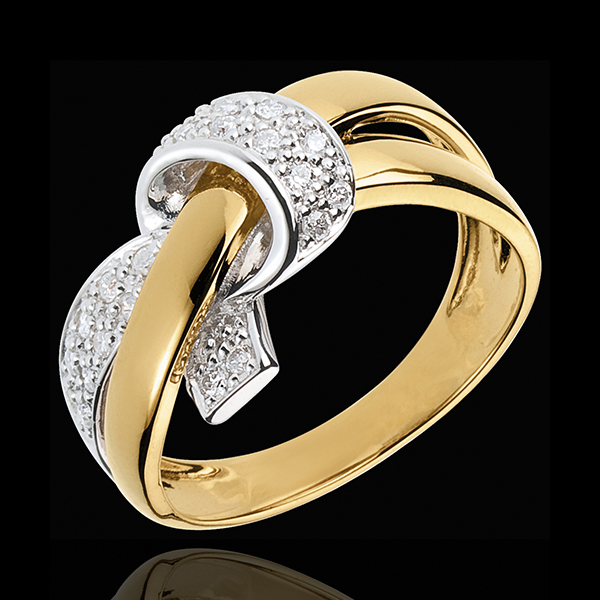 Anello Nodo sincero - Oro bianco e Oro giallo - 18 carati - 22 Diamanti - 0.18 carati