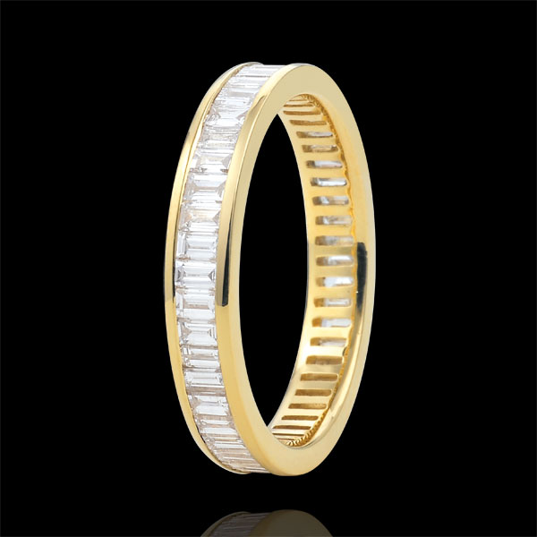 Anello Oro giallo pavé - 18 carati - 50 Diamanti - incastonatura a binario - giro completo - 1.22 carati
