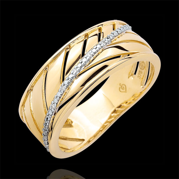 Anello Palma - oro giallo 9 carati e diamanti