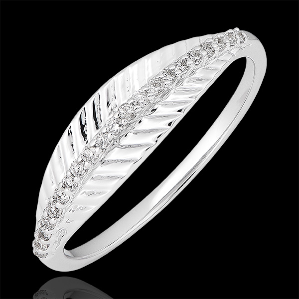 Anello Palma reale - oro bianco 9 carati e diamanti