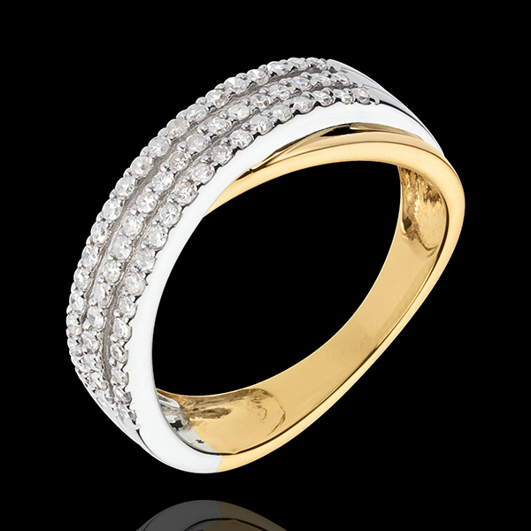 Anello Saturno Ricco - Oro bianco e Oro giallo - 18 carati - 60 Diamanti - 0.36 carati