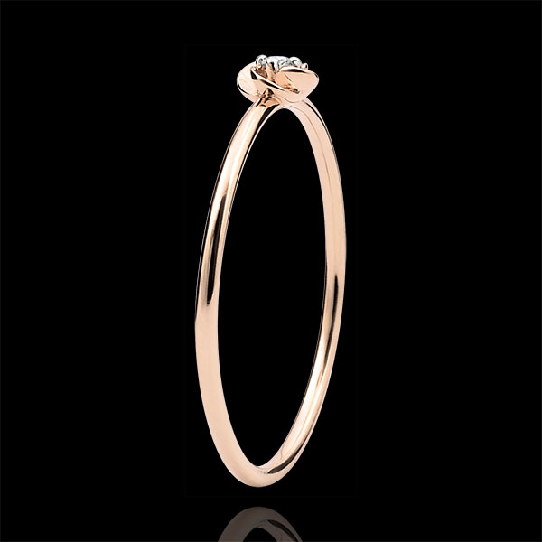 Anello Sboccio - Prima rosa - modello piccolo- Oro rosa e Diamante - 9 carati