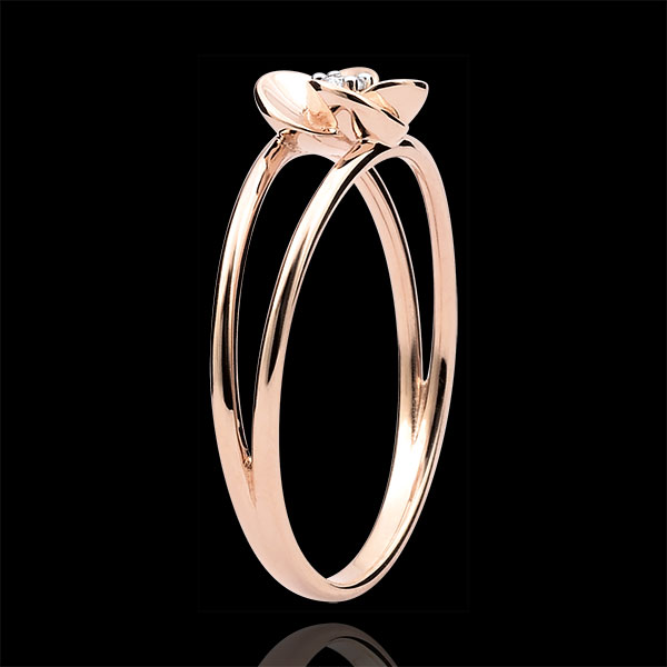 Anello Sboccio - Prima rosa - Oro rosa e Diamante - 18 carati