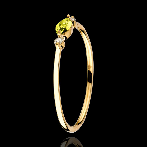 Anello Sguardo d'Oriente - modello piccolo - peridoto e diamanti - oro giallo 9 carati