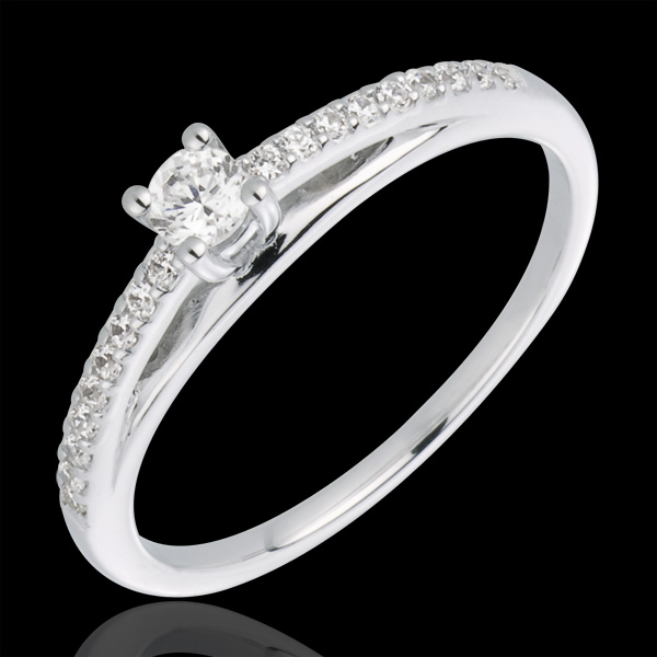 Anello solitario diamante - Avalon - Oro bianco - 18 carati - 19 Diamanti - 0.23 carati