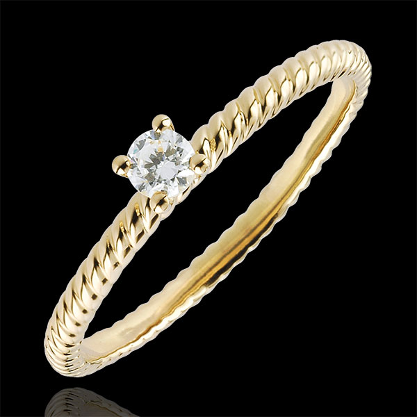 Anello Solitario Fune d'Oro - Oro giallo - 9 carati - Diamante