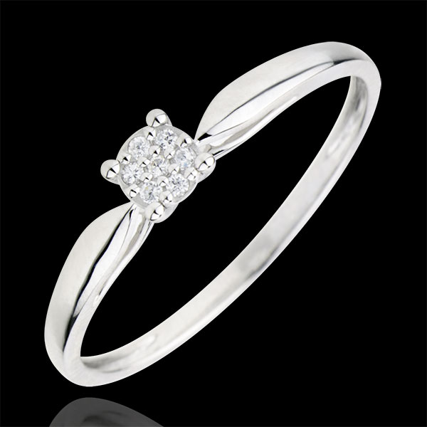 Anello Solitario - Miriade di stelle - Oro bianco - 18 carati - 7 Diamanti