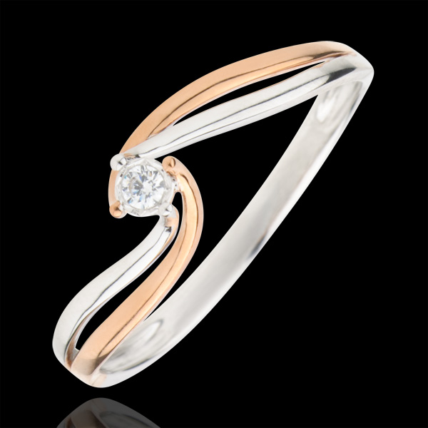 Anello Solitario Nido Prezioso - Preziosa - Oro rosa e Oro bianco - 9 carati - Diamante