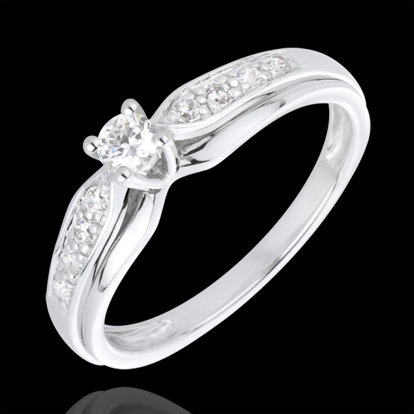Anello Solitario Selma - Oro bianco - 18 carati - 9 Diamanti - 0.24 carati