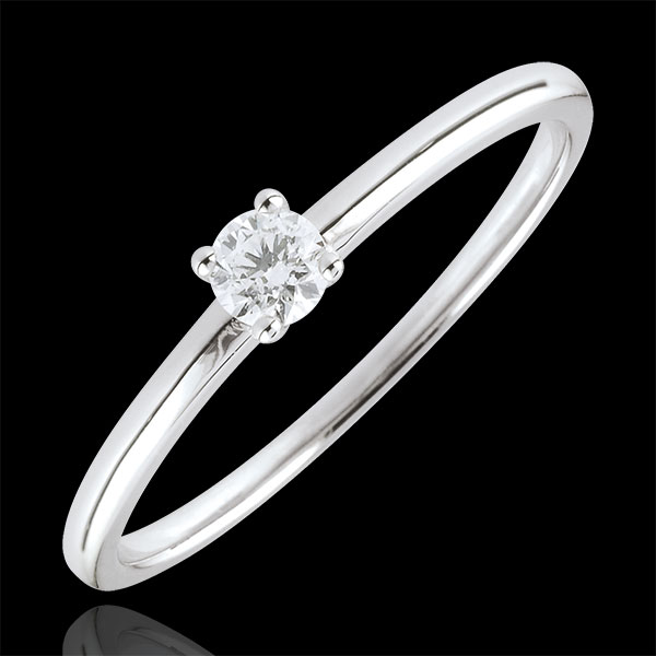 Anello solitario Sì - Oro bianco - 18 carati - Diamante 0.1 carati