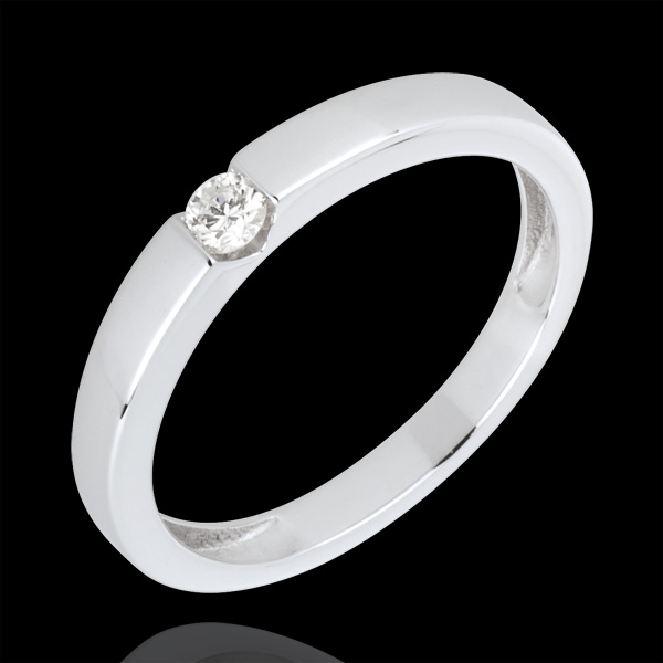 Anello Solitario Sinfonia - Oro bianco - 18 carati - Diamante