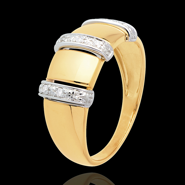 Anello Triade - Oro giallo pavé - 18 carati - 9 Diamanti