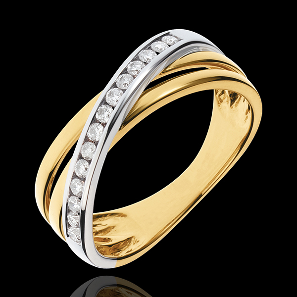 Anello Triaz - Oro bianco e Oro giallo - 18 carati - 14 Diamanti - 0.21 carati