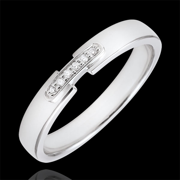 Anello unico e prezioso - Oro bianco - 18 carati - 6 Diamanti