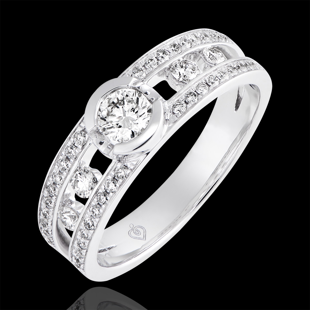 Anillo de compromiso Destino - - oro blanco de 9 quilates y diamantes : joyas Edenly