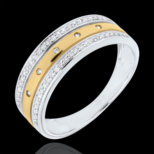 Anillo Hada - Corona de Estrellas - gran modelo - oro amarillo y oro blanco 9 quilates - diamantes