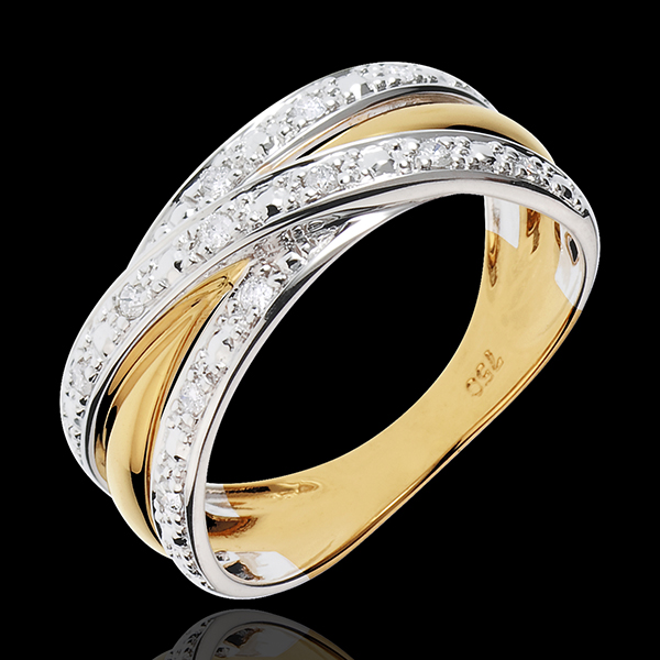 Anillo Saturno Ilusión - oro amarillo y oro blanco 18 quilates - 13 diamantes