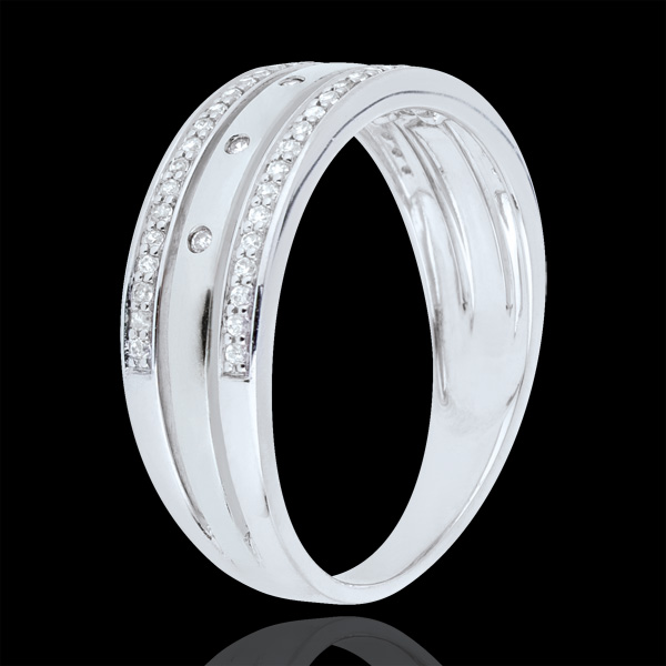 Anneau Féérie - Couronne d'Étoiles - grand modèle - or blanc 18 carats, diamants