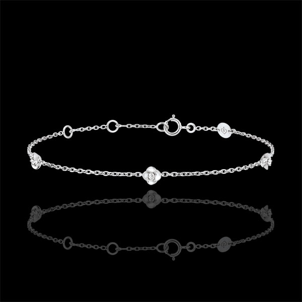 Armband Ontluiking - Kroon van rozen - Diamanten - 9 karaat witgoud