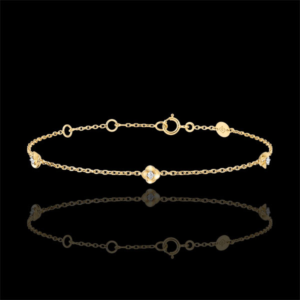 Armband Ontluiking - Kroon van rozen - Diamanten en 18 karaat geelgoud