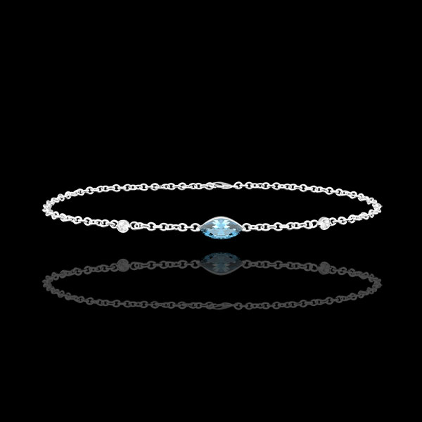 Armband Oriëntale Uitstraling - groot model - Blauwe Topaas en Diamanten - 9 karaat witgoud