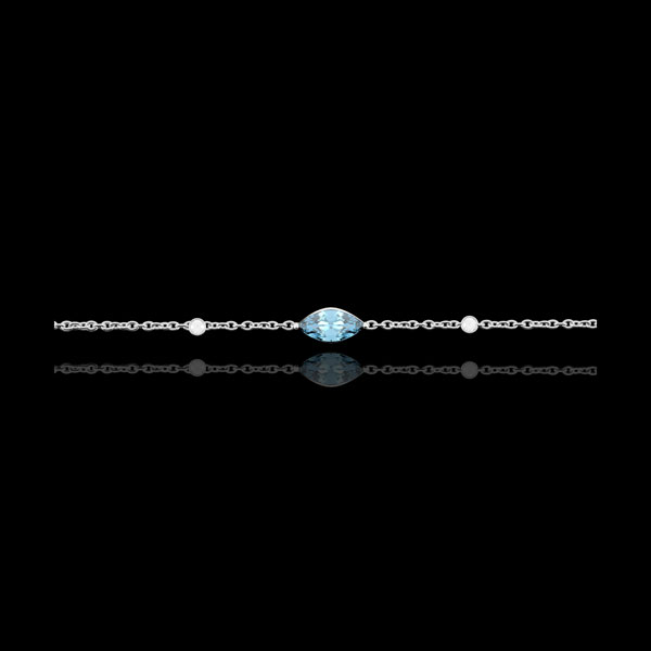 Armband Oriëntale Uitstraling - groot model - Blauwe Topaas en Diamanten - 9 karaat witgoud