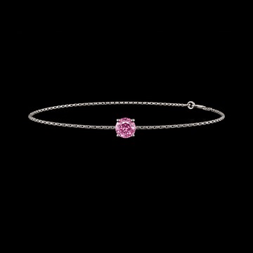 « L'Atelier » n. 188003 - Bracciale Oro bianco 9 carati (375) - Zaffiro rosa Rotonda 0.3 Carati - Catena Veneziana