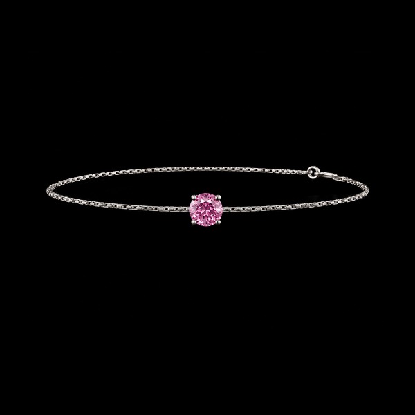 « L'Atelier » nº 188003 - Bracelet Or blanc 375 ‰ (9 carats) - Saphir rose Rond 0.3 carat - Chaîne Vénitienne