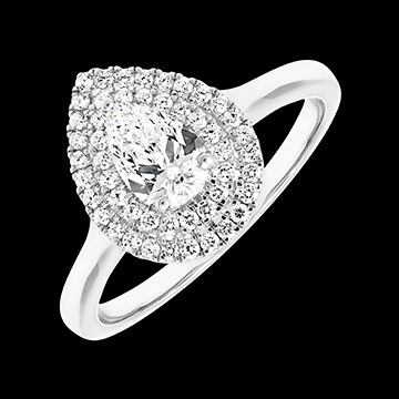« L'Atelier » n.º 402603 - Anillo Oro blanco 9 quilates (375) - Diamante Pera 0.5 quilates - Halo Diamante