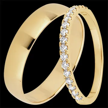 Atelier & Bettina Trauring-Duo – Gelbgold & Diamanten – 9-karätiges Gold (375/1000)