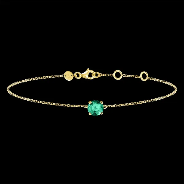 « L'Atelier » Nº1012611 - Pulsera Oro amarillo 18 quilates - Esmeralda sintética redondo 0.3 quilates - Cadenas Esclavas