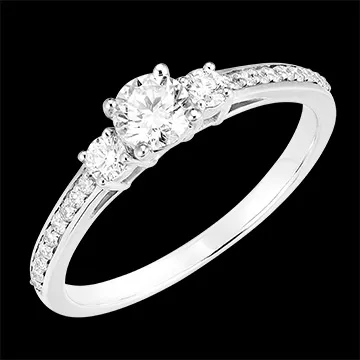 « L'Atelier » Nº160027 - Inel Aur alb 18 carate - Diamant rotund 0.3 carate - Pietre laterale Diamant - Încrustare Diamant