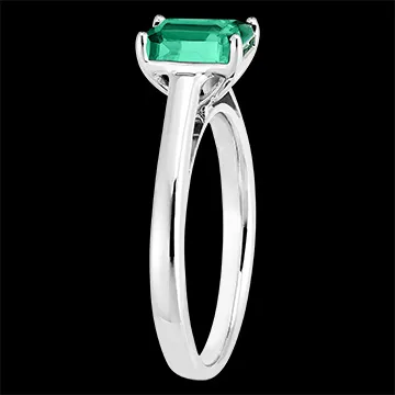 « L'Atelier » Nº169203 - Anillo Oro blanco 18 quilates - Esmeralda Rectángulo 1 quilates