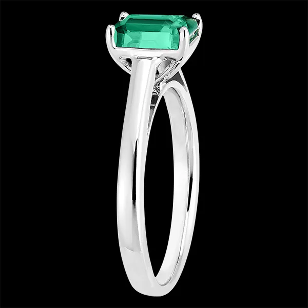 « L'Atelier » Nº169203 - Ring Witgoud 18 karaat - Smaragd Rechthoekig 1 Karaat