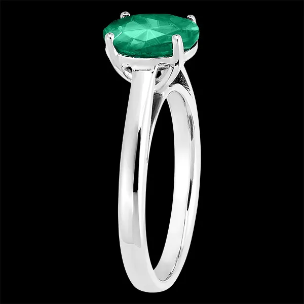 « L'Atelier » Nº169303 - Ring Witgoud 18 karaat - Smaragd Ovaal 1 Karaat