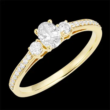« L'Atelier » Nº180325 - Anillo Oro amarillo 18 quilates - Diamante de laboratorio Ovalo 0.3 quilates - Piedras laterales Diamante de laboratorio - Engastado Diamante de laboratorio