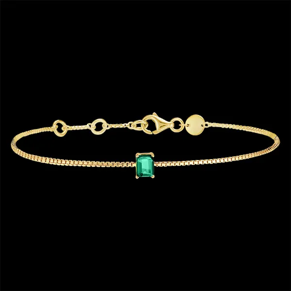 « L'Atelier » Nº200838 - Bracelet Or jaune 9 carats - Émeraude Rectangle 0.3 carat - Chaîne Vénitienne