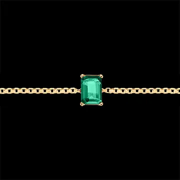 « L'Atelier » Nº200838 - Bracelet Yellow gold 9 carats - Emerald Baguette 0.3 Carats - Chain Venetian