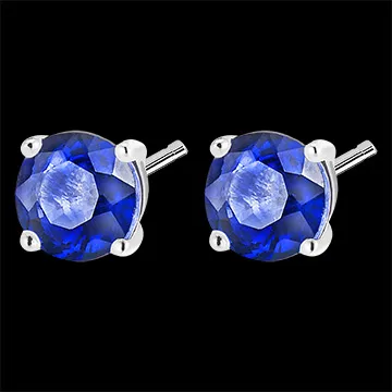 « L'Atelier » Nº201251 - Boucles d'oreilles Or blanc 18 carats - Saphir bleu Rond 0.3 carat (2 X)