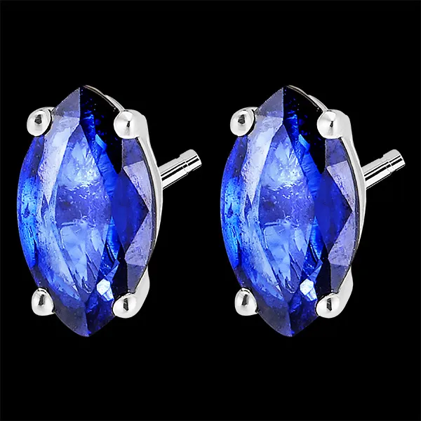 « L'Atelier » Nº201332 - Pendientes Oro blanco 9 quilates - Zafiro azul Marquesa 0.3 quilates (2 X)
