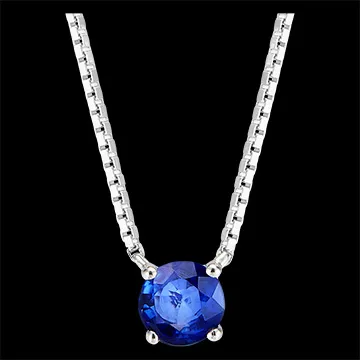 « L'Atelier » Nº202023 - Necklace White gold 18 carats - Blue Sapphire round 0.3 Carats - Chain Venetian