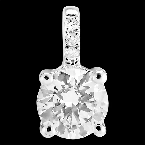 « L'Atelier » Nº202407 - Pandantiv Aur alb 18 carate - Diamant rotund 0.3 carate - Încrustare Diamant - Fără lanţ