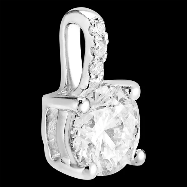« L'Atelier » Nº202407 - Pandantiv Aur alb 18 carate - Diamant rotund 0.3 carate - Încrustare Diamant - Fără lanţ