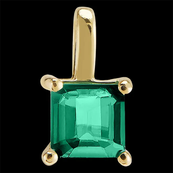 « L'Atelier » Nº207201 - Pendentif Or jaune 18 carats - Émeraude Princesse 0.3 carat - Pas de chaîne