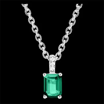 « L'Atelier » Nº207416 - Hanger Witgoud 9 karaat - Smaragd Rechthoekig 0.3 Karaat - Setting Diamant - Ketting Gourmet