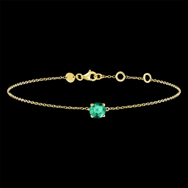 « L'Atelier » No. 1012611 - Bracelet Yellow gold 18ct (750) - Synthetic emerald Round 0.3 Carats - Chain Rolo