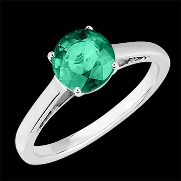 « L'Atelier » No. 169004 - Ring White gold 9 carats - Emerald round 1 Carats