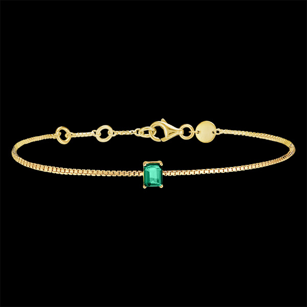 « L'Atelier » No. 200838 - Bracelet Yellow gold 9ct (375) - Emerald Baguette 0.3 Carats - Chain Venetian