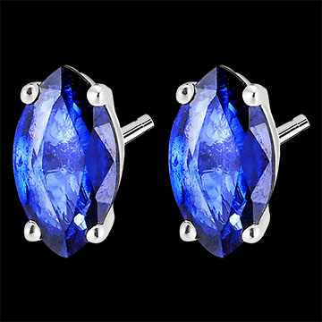 « L'Atelier » No. 201332 - Earrings White gold 9ct (375) - Blue Sapphire Marquise 0.3 Carats (2 X)